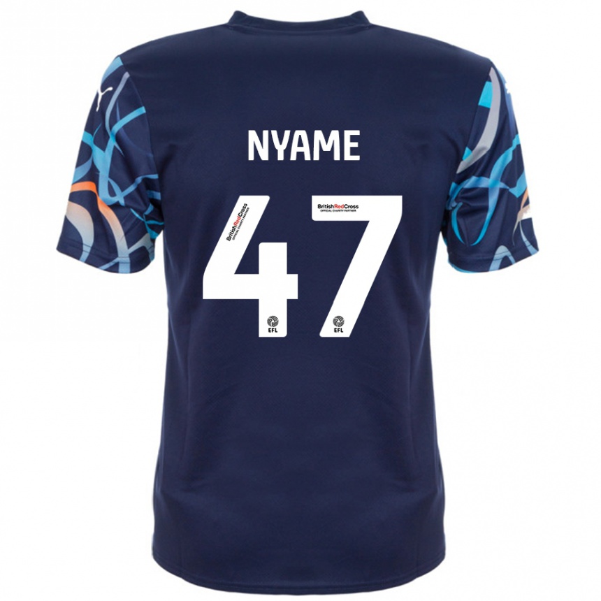 Kids Football Josh Nyame #47 Navy Blue Away Jersey 2024/25 T-Shirt