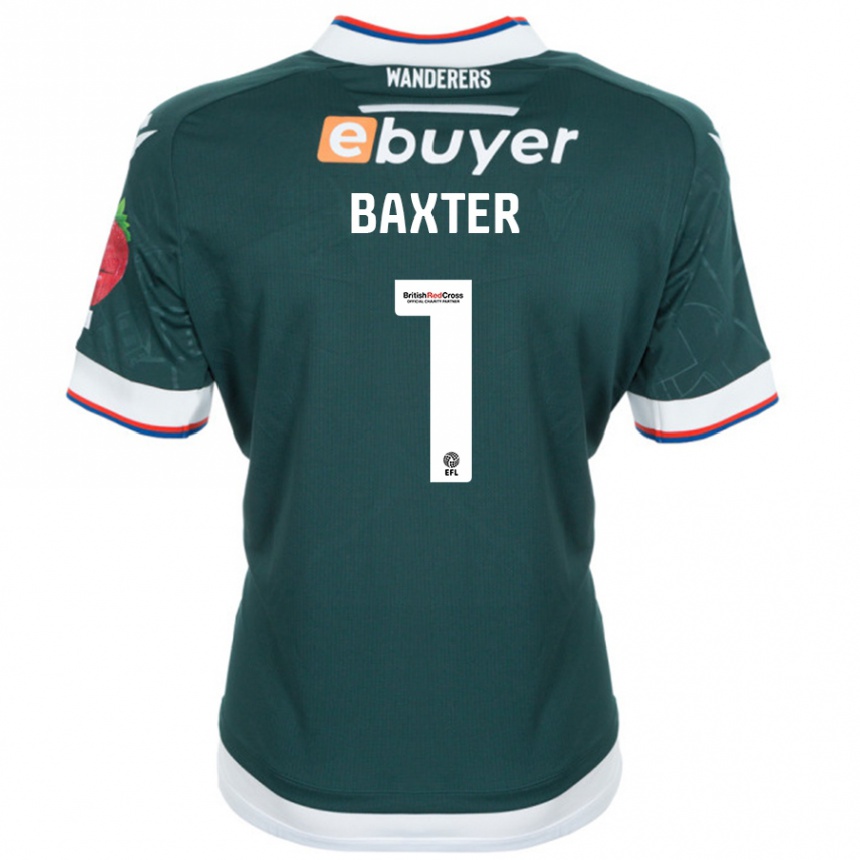 Kids Football Nathan Baxter #1 Dark Green Away Jersey 2024/25 T-Shirt