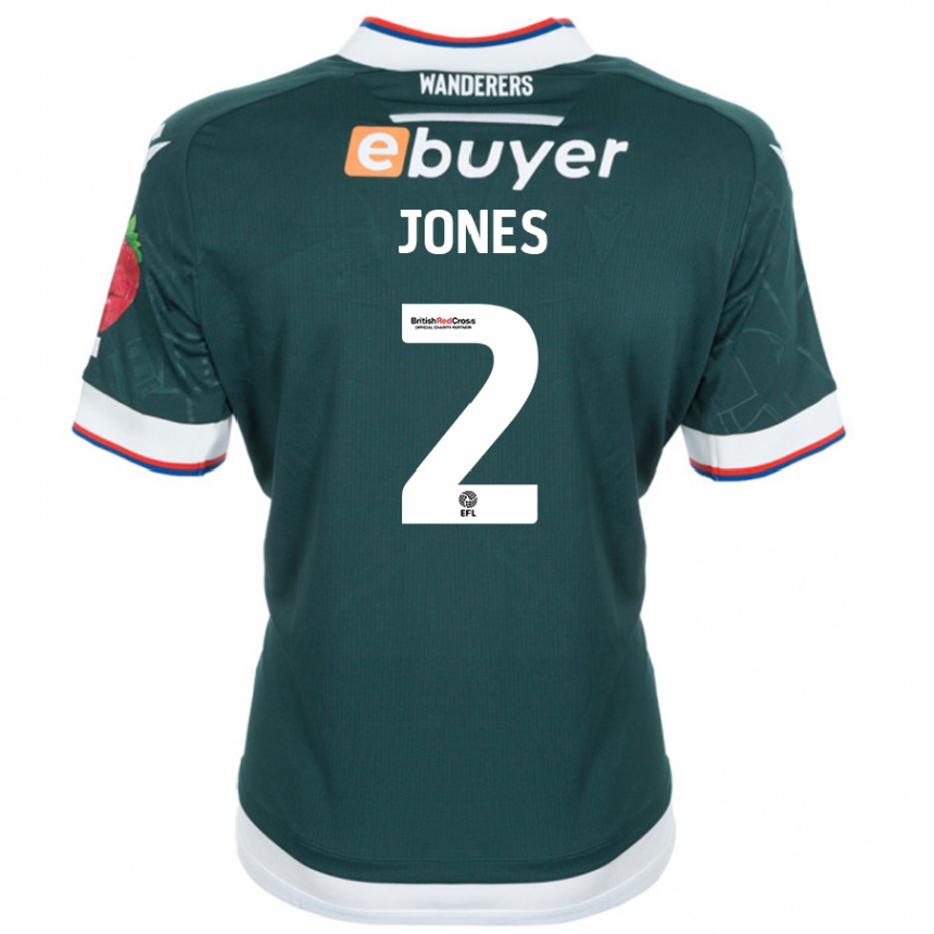 Kids Football Gethin Jones #2 Dark Green Away Jersey 2024/25 T-Shirt