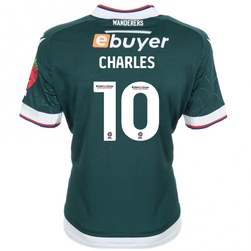 Kids Football Dion Charles #10 Dark Green Away Jersey 2024/25 T-Shirt