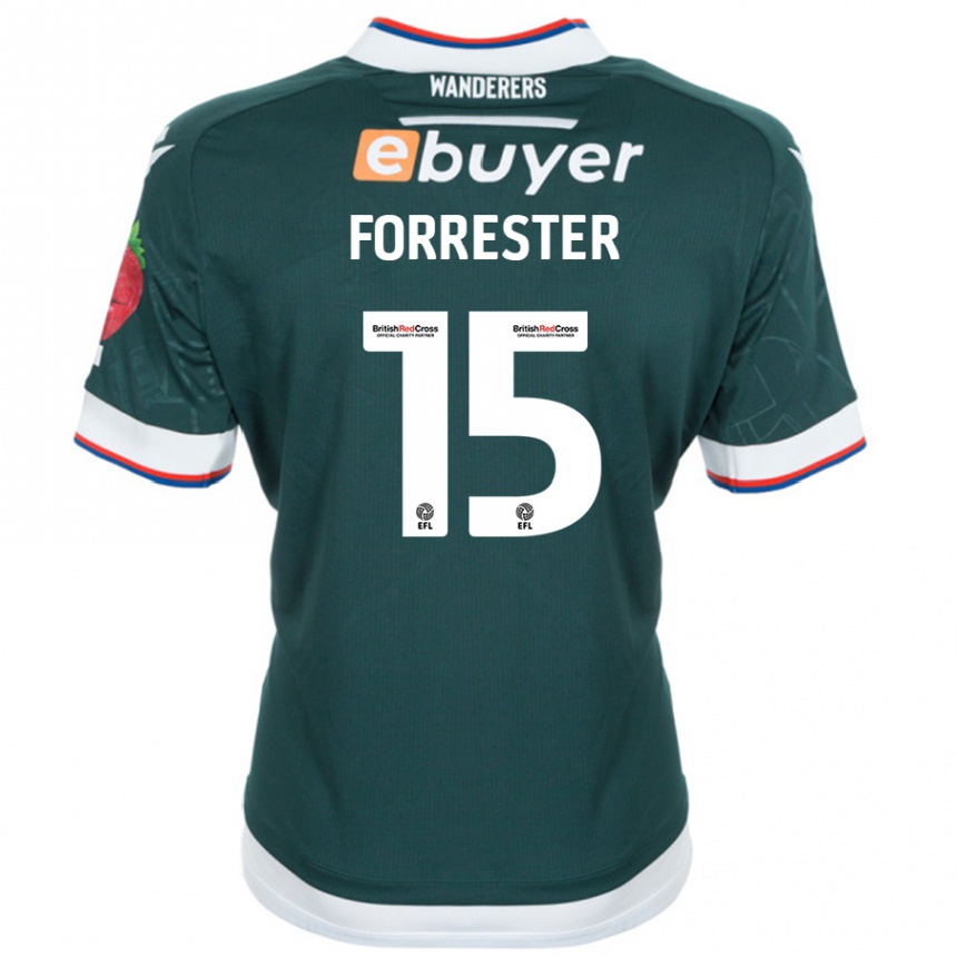 Kids Football Will Forrester #15 Dark Green Away Jersey 2024/25 T-Shirt