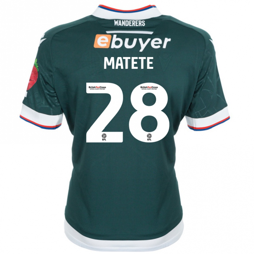 Kids Football Jay Matete #28 Dark Green Away Jersey 2024/25 T-Shirt