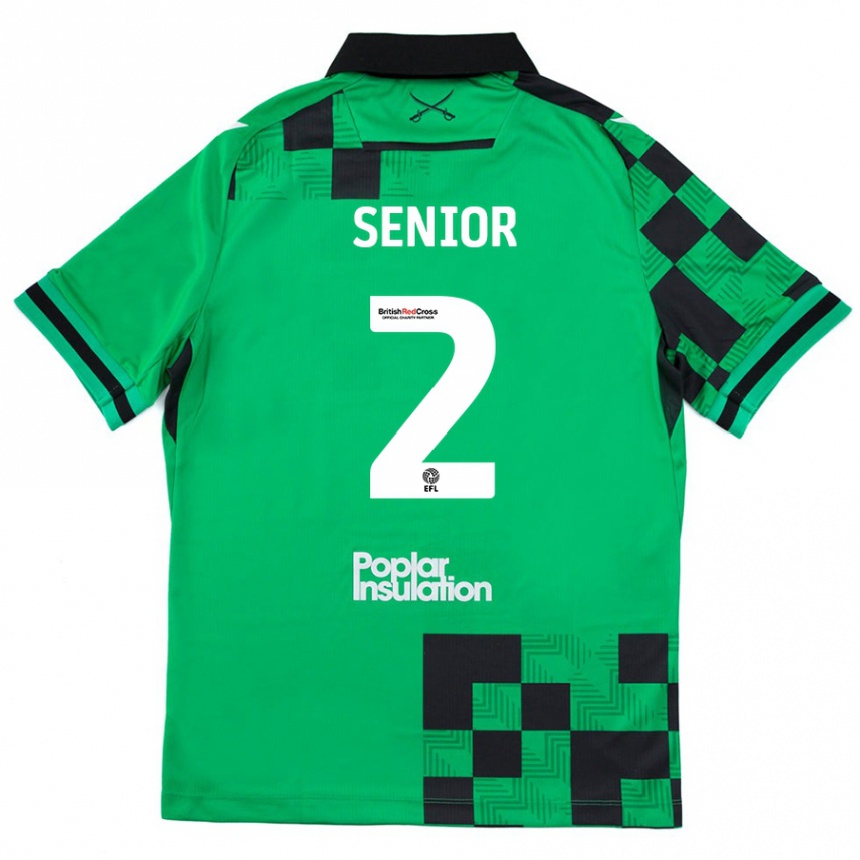 Kids Football Joel Senior #2 Green Black Away Jersey 2024/25 T-Shirt