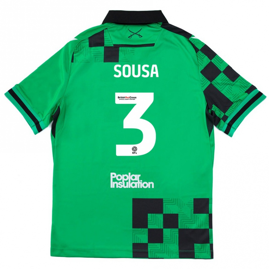 Kids Football Lino Sousa #3 Green Black Away Jersey 2024/25 T-Shirt