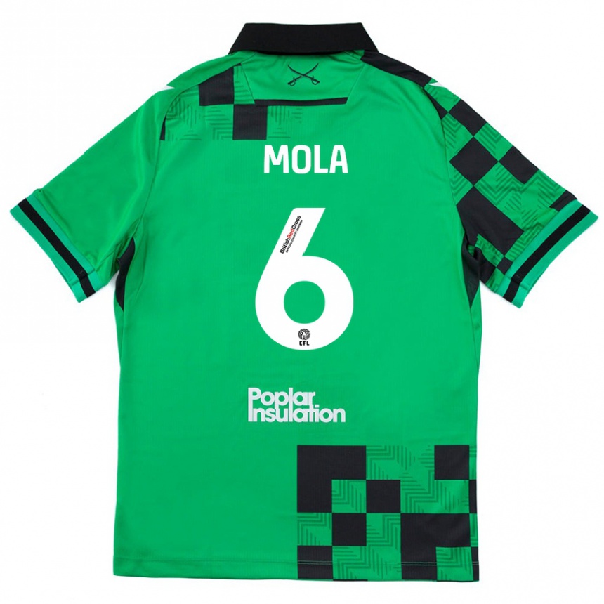 Kids Football Clinton Mola #6 Green Black Away Jersey 2024/25 T-Shirt