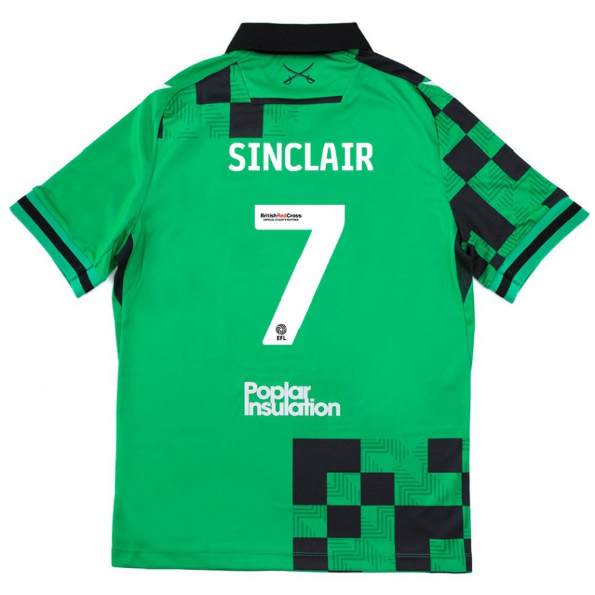 Kids Football Scott Sinclair #7 Green Black Away Jersey 2024/25 T-Shirt