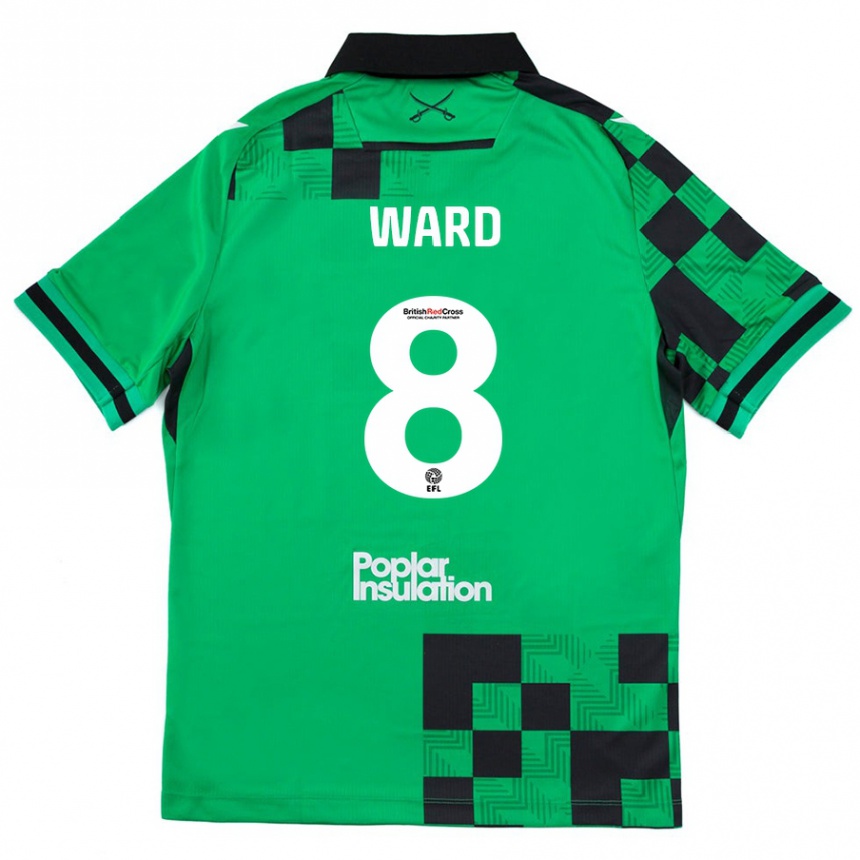 Kids Football Grant Ward #8 Green Black Away Jersey 2024/25 T-Shirt