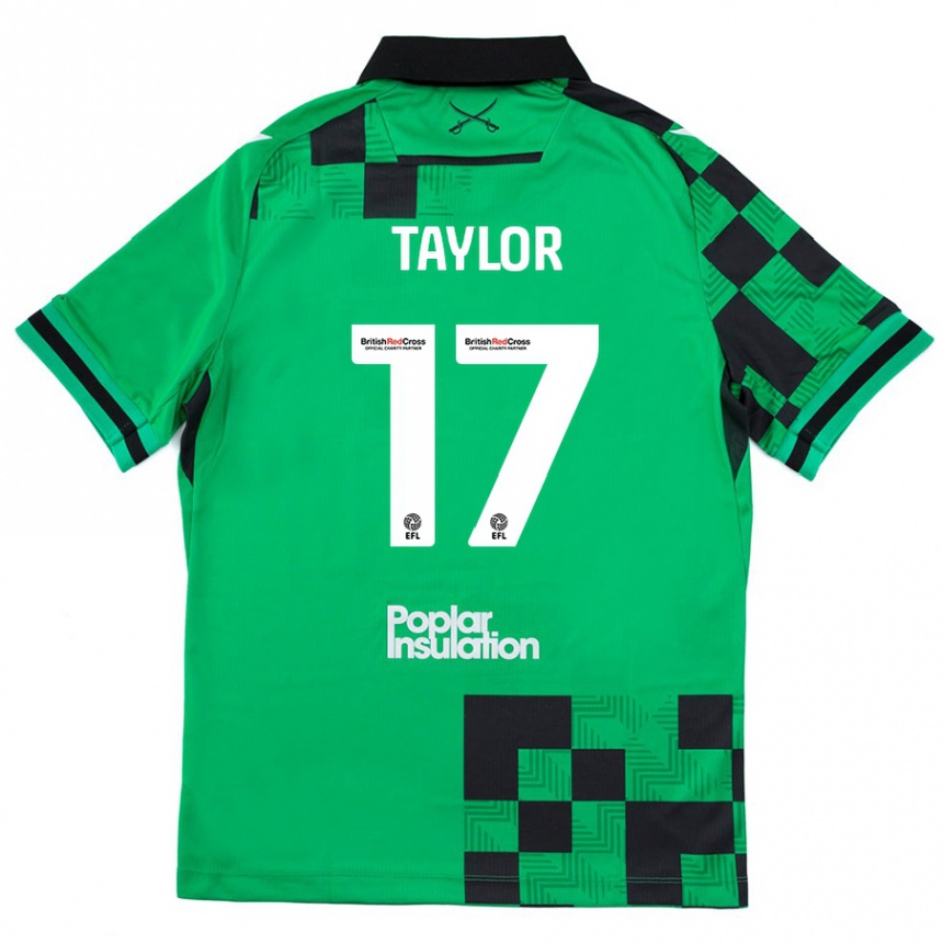 Kids Football Connor Taylor #17 Green Black Away Jersey 2024/25 T-Shirt