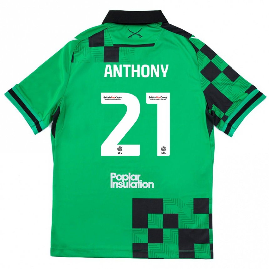 Kids Football Micah Anthony #21 Green Black Away Jersey 2024/25 T-Shirt