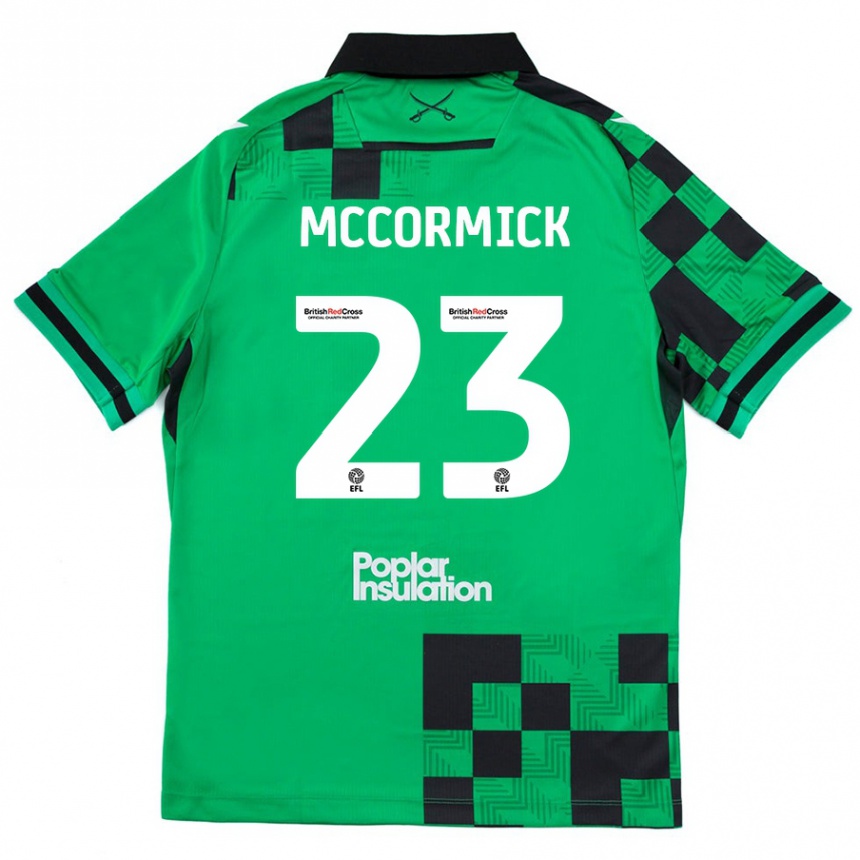 Kids Football Luke Mccormick #23 Green Black Away Jersey 2024/25 T-Shirt