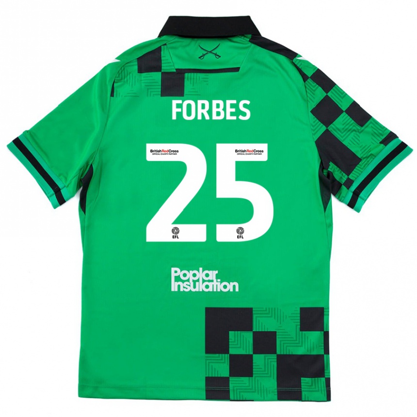 Kids Football Michael Forbes #25 Green Black Away Jersey 2024/25 T-Shirt