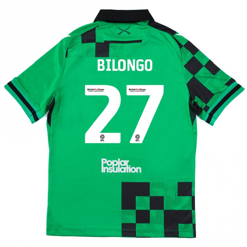 Kids Football Bryant Bilongo #27 Green Black Away Jersey 2024/25 T-Shirt