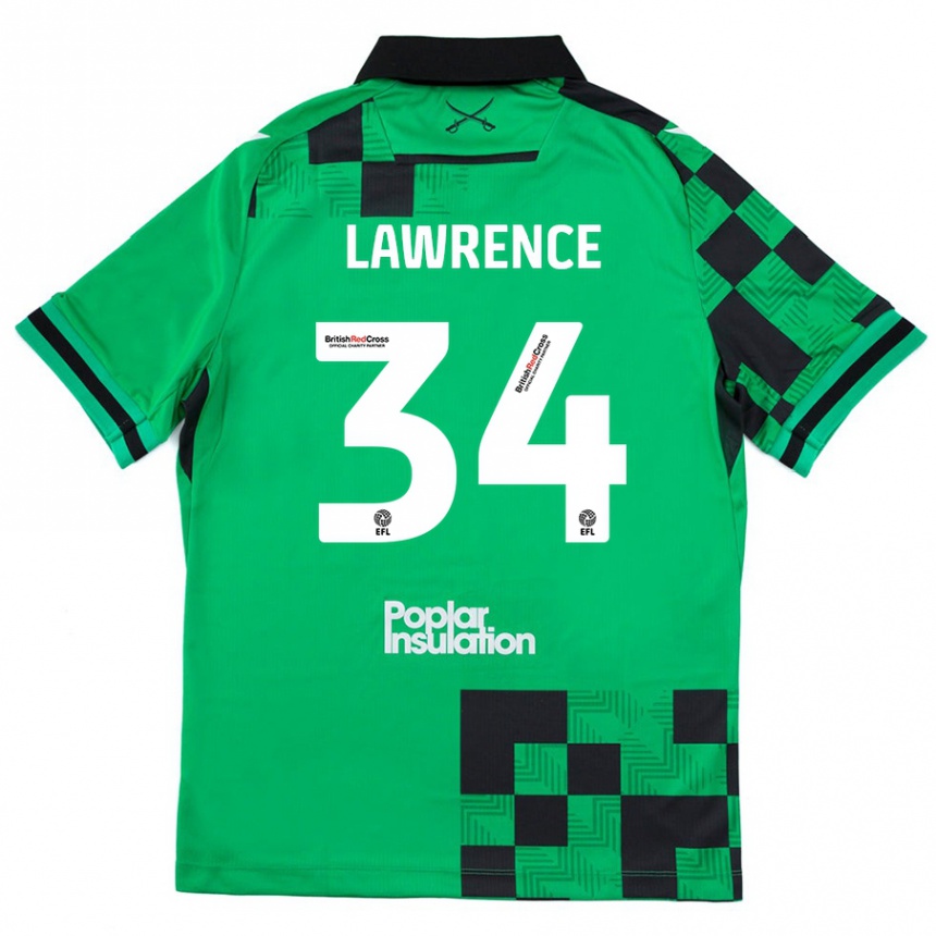 Kids Football Jerry Lawrence #34 Green Black Away Jersey 2024/25 T-Shirt