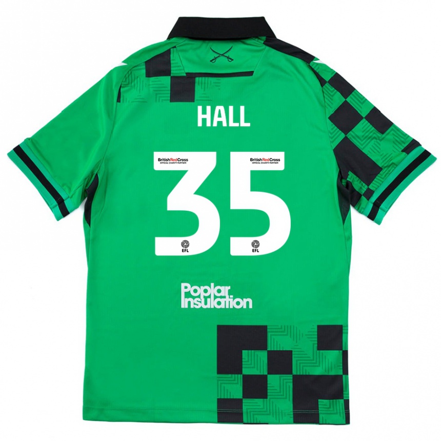 Kids Football Matt Hall #35 Green Black Away Jersey 2024/25 T-Shirt