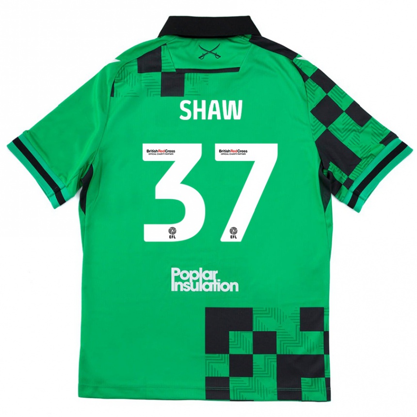 Kids Football Kofi Shaw #37 Green Black Away Jersey 2024/25 T-Shirt