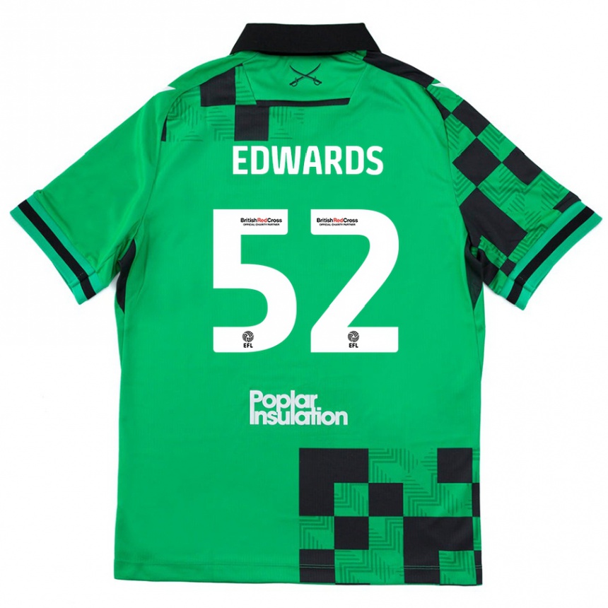 Kids Football Max Edwards #52 Green Black Away Jersey 2024/25 T-Shirt