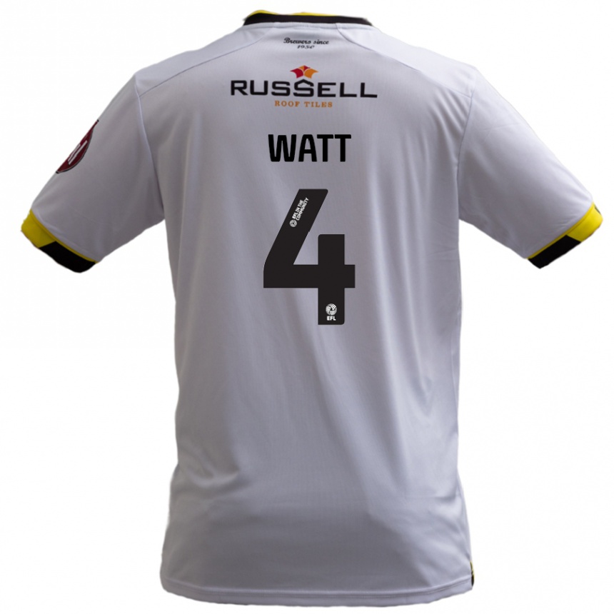 Kids Football Elliot Watt #4 White Away Jersey 2024/25 T-Shirt