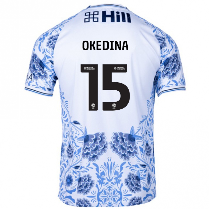 Kids Football Jubril Okedina #15 White Blue Away Jersey 2024/25 T-Shirt