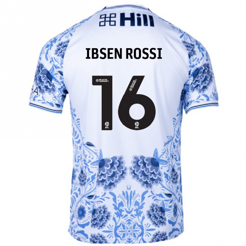 Kids Football Zeno Ibsen Rossi #16 White Blue Away Jersey 2024/25 T-Shirt