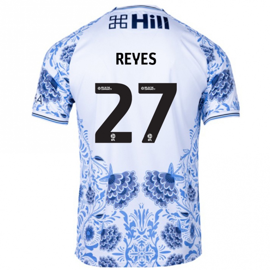 Kids Football Vicente Reyes #27 White Blue Away Jersey 2024/25 T-Shirt