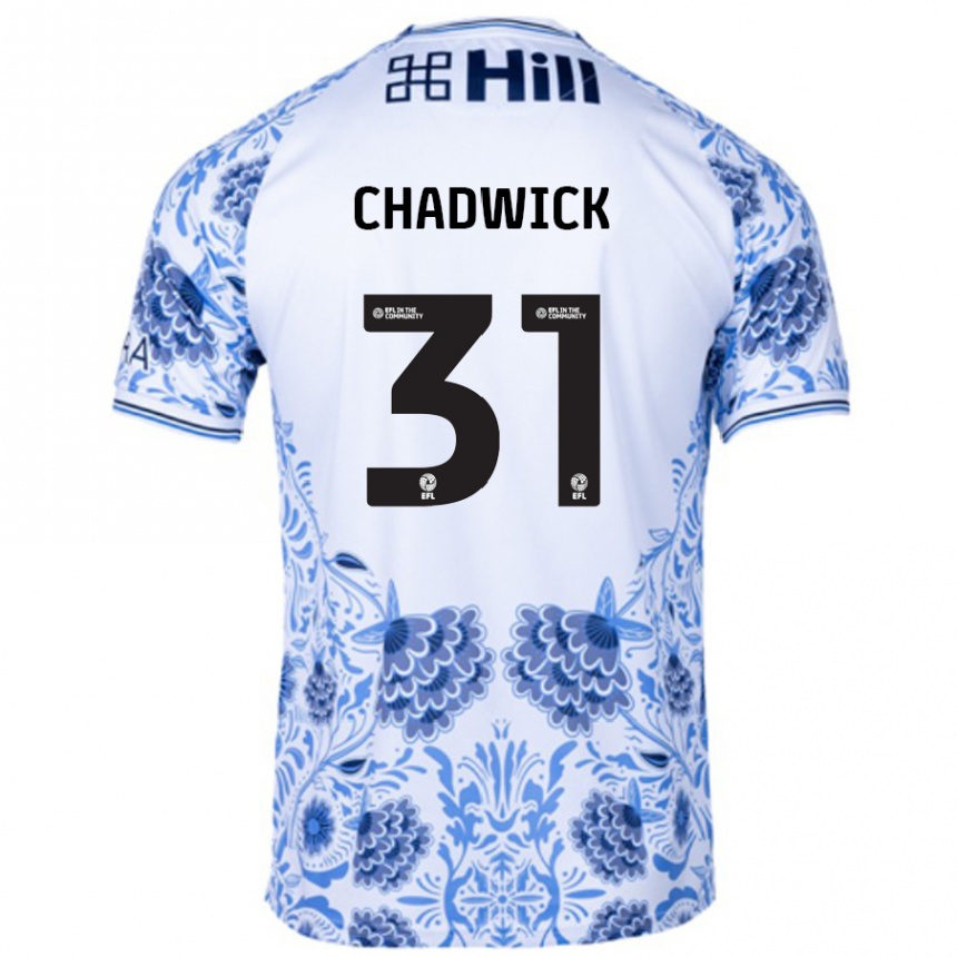 Kids Football Louis Chadwick #31 White Blue Away Jersey 2024/25 T-Shirt