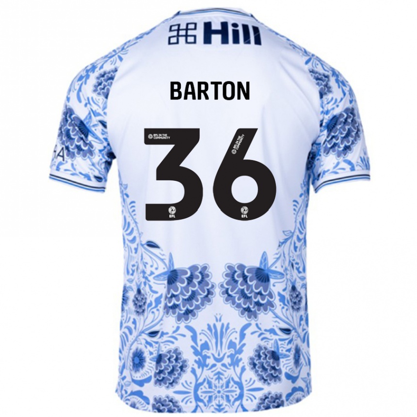 Kids Football Dan Barton #36 White Blue Away Jersey 2024/25 T-Shirt