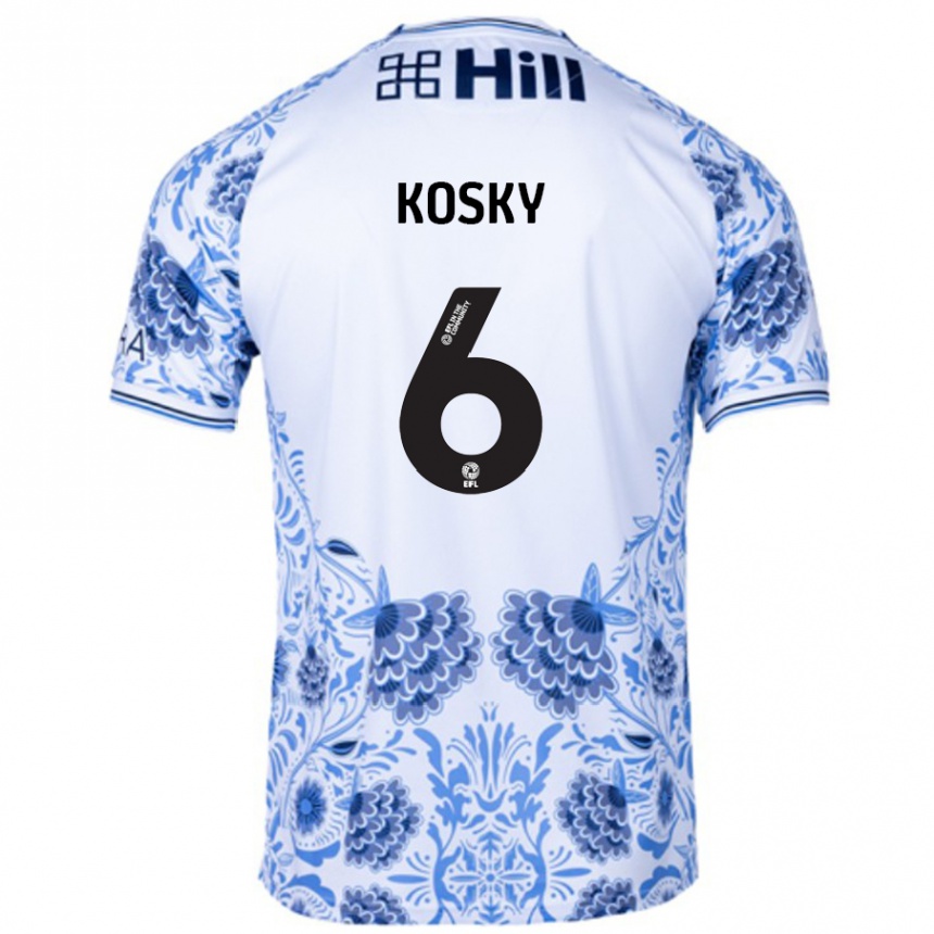 Kids Football Rachel Kosky #6 White Blue Away Jersey 2024/25 T-Shirt