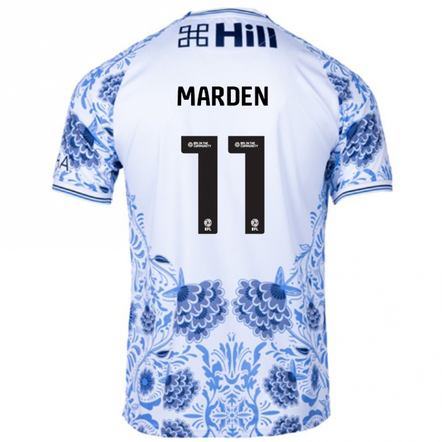 Kids Football Ella Marden #11 White Blue Away Jersey 2024/25 T-Shirt