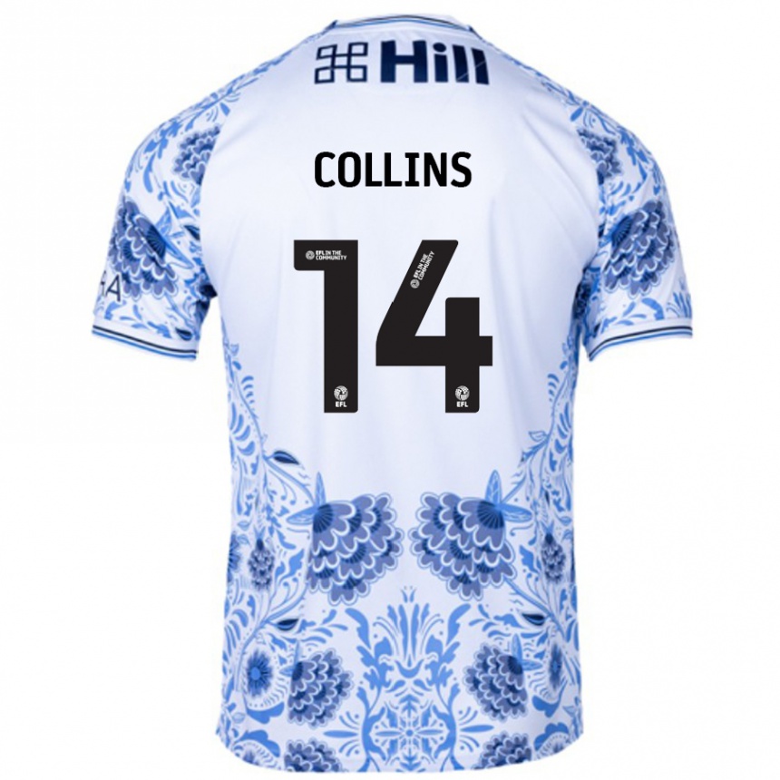 Kids Football Natasha Collins #14 White Blue Away Jersey 2024/25 T-Shirt