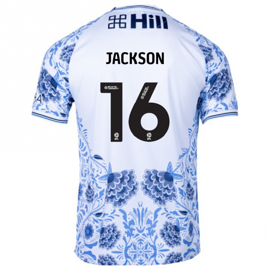 Kids Football Abbie Jackson #16 White Blue Away Jersey 2024/25 T-Shirt