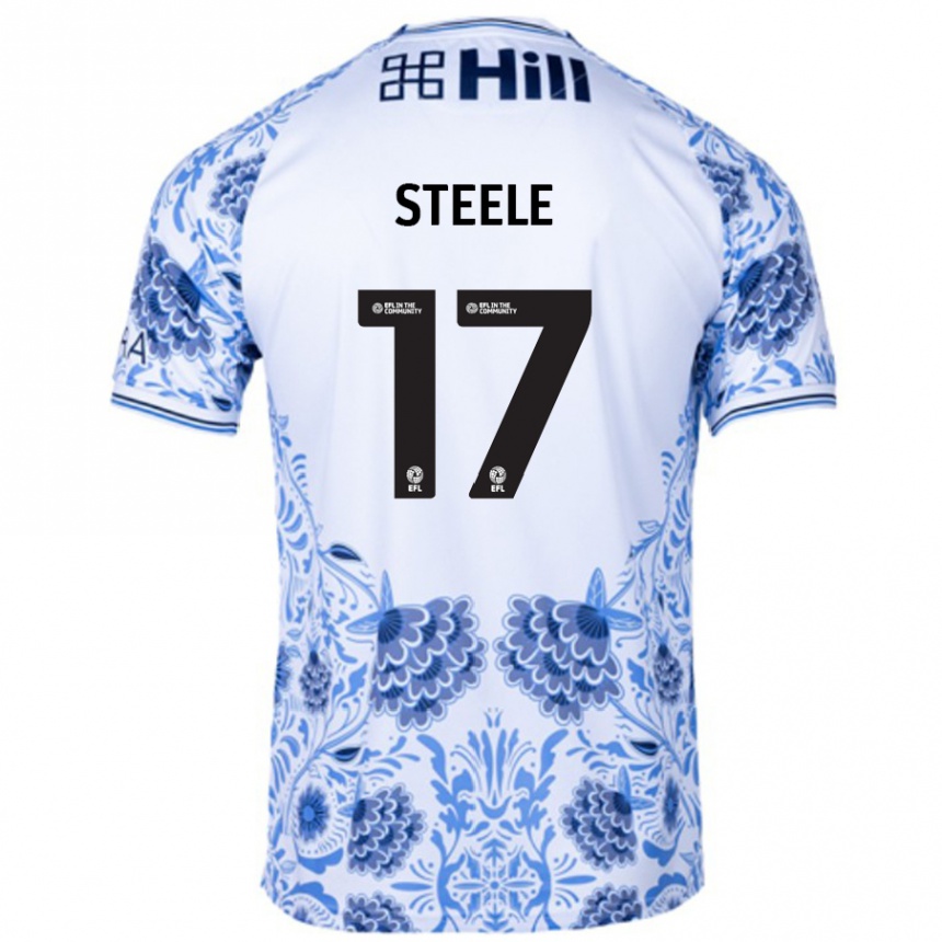 Kids Football Fran Steele #17 White Blue Away Jersey 2024/25 T-Shirt