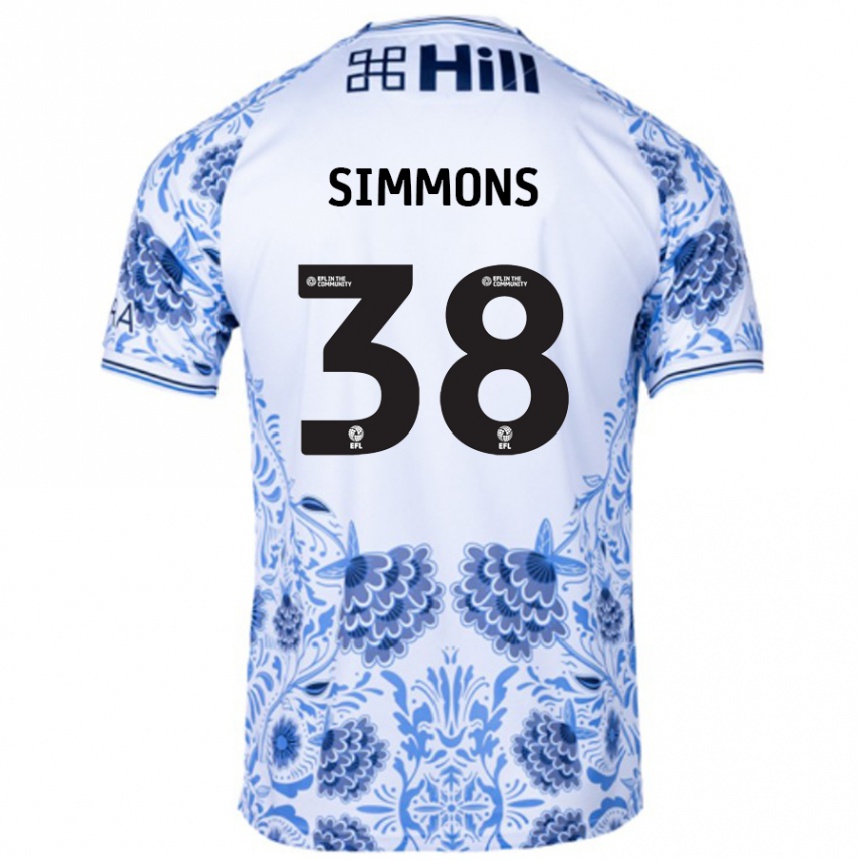 Kids Football Bella Simmons #38 White Blue Away Jersey 2024/25 T-Shirt