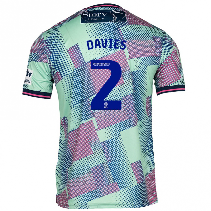 Kids Football Archie Davies #2 Green Away Jersey 2024/25 T-Shirt