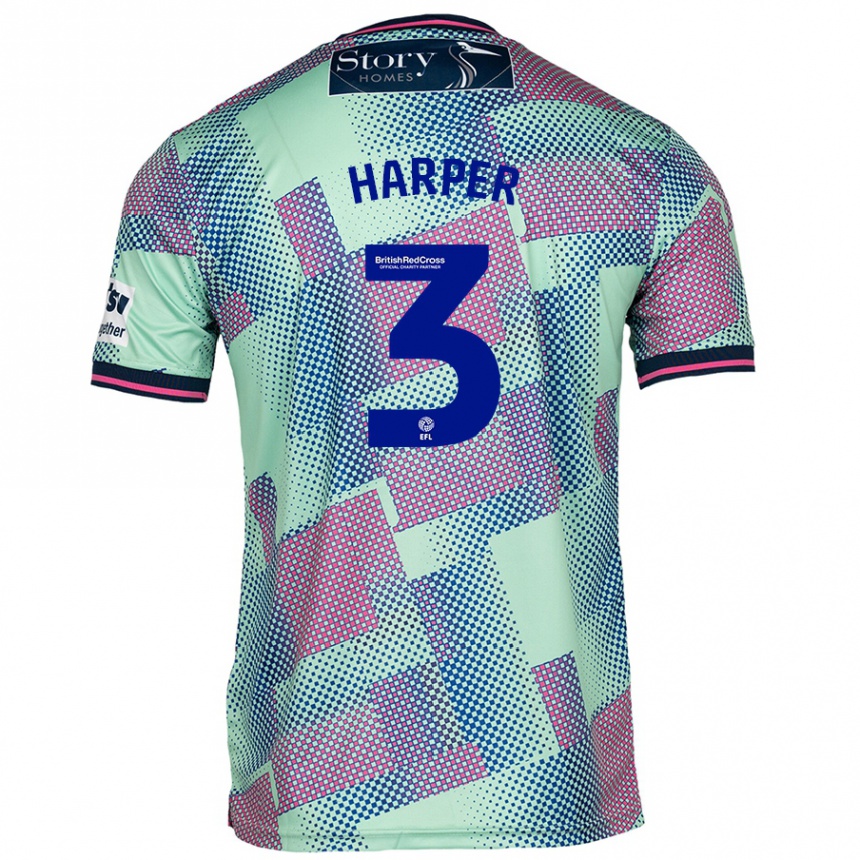 Kids Football Cameron Harper #3 Green Away Jersey 2024/25 T-Shirt