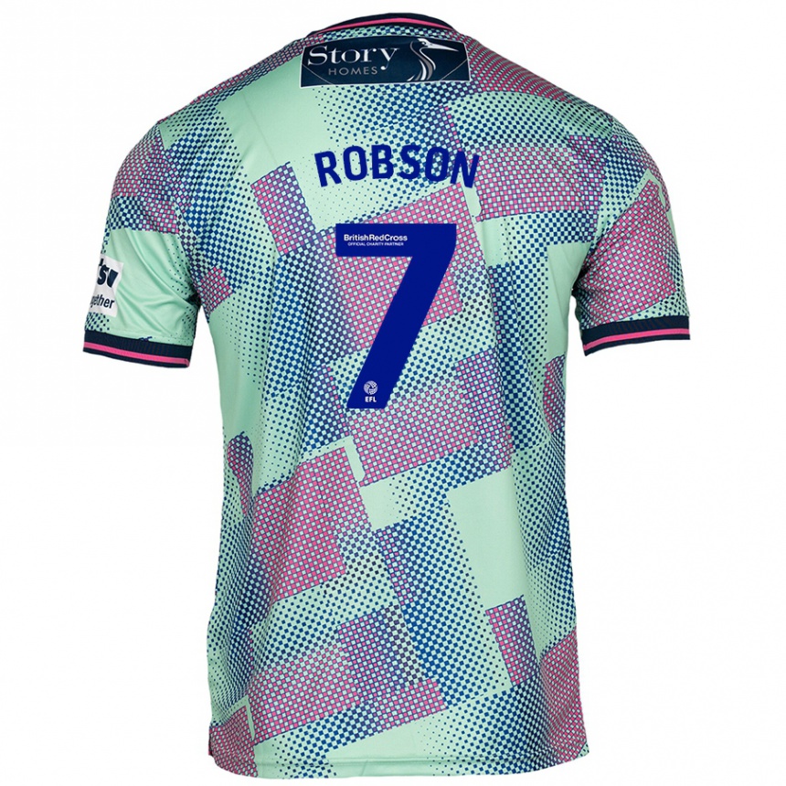 Kids Football Ethan Robson #7 Green Away Jersey 2024/25 T-Shirt