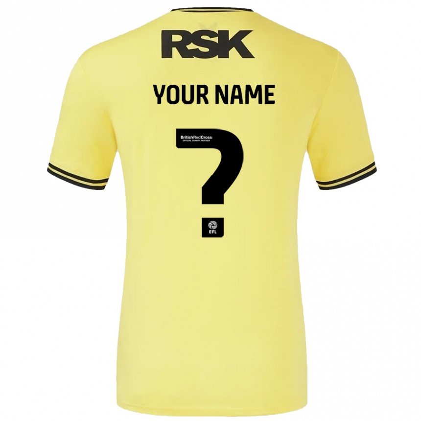 Kids Football Your Name #0 Yellow Black Away Jersey 2024/25 T-Shirt