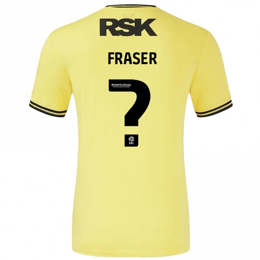 Kids Football Scott Fraser #0 Yellow Black Away Jersey 2024/25 T-Shirt