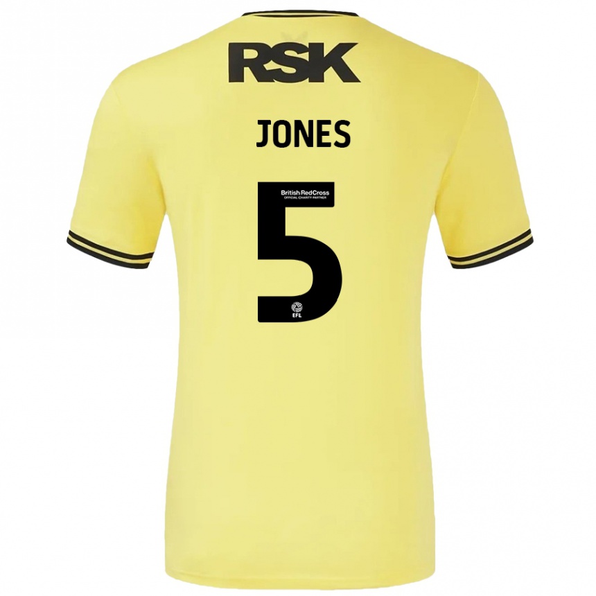 Kids Football Lloyd Jones #5 Yellow Black Away Jersey 2024/25 T-Shirt