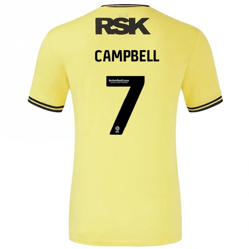 Kids Football Tyreece Campbell #7 Yellow Black Away Jersey 2024/25 T-Shirt