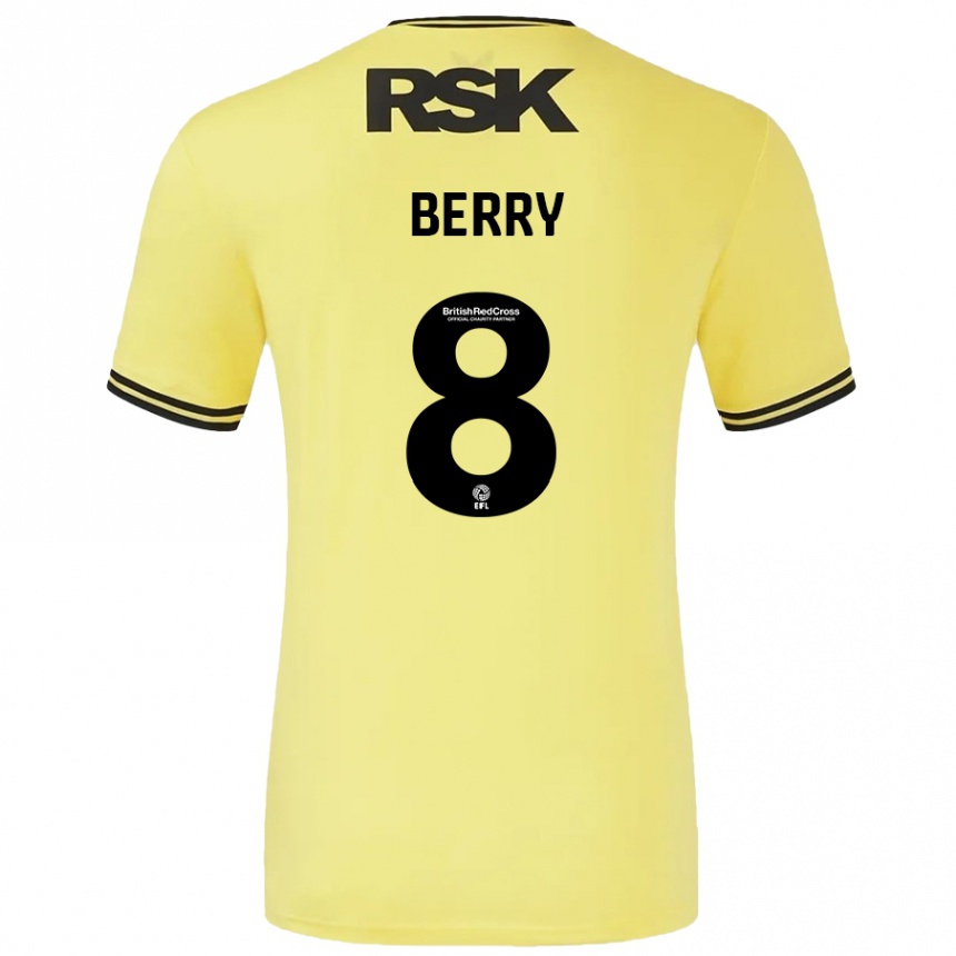 Kids Football Luke Berry #8 Yellow Black Away Jersey 2024/25 T-Shirt