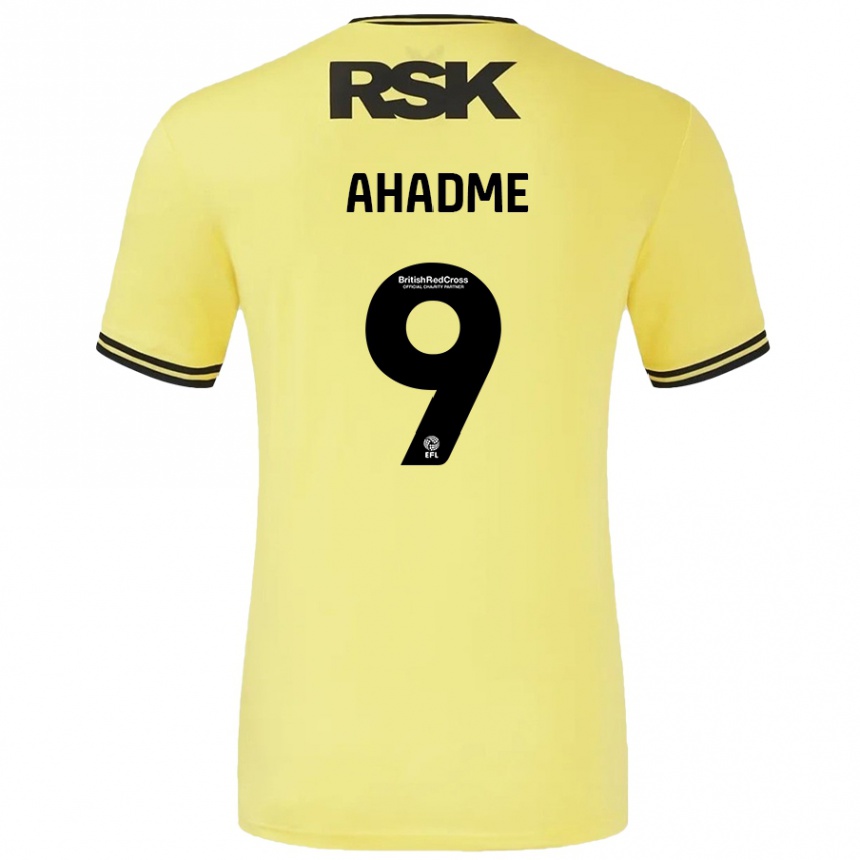 Kids Football Gassan Ahadme #9 Yellow Black Away Jersey 2024/25 T-Shirt