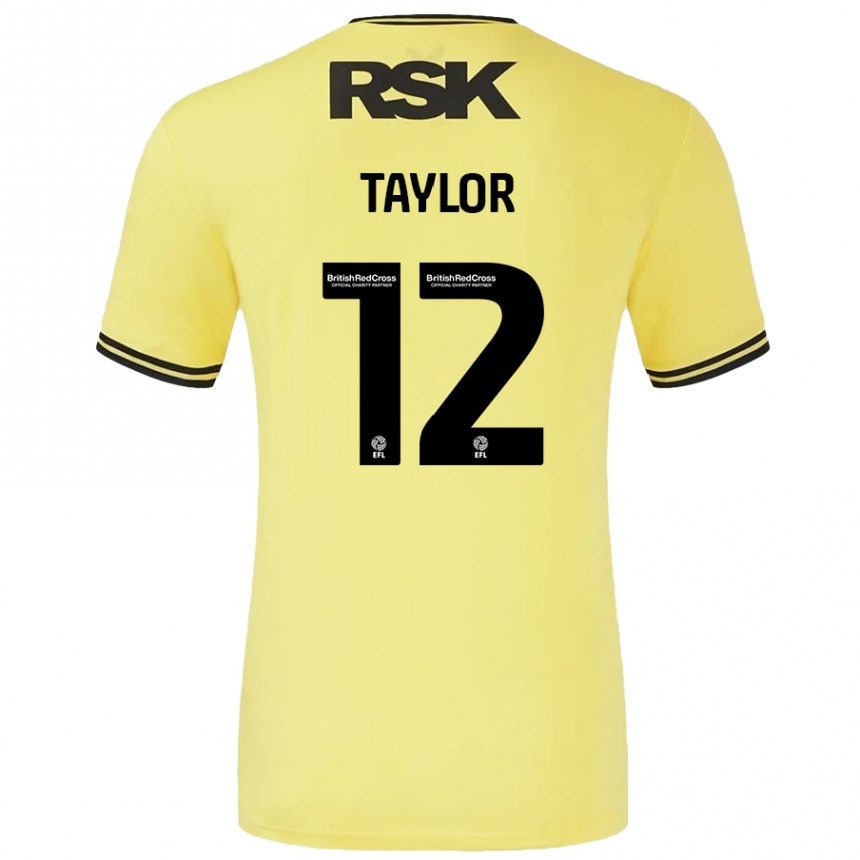 Kids Football Terry Taylor #12 Yellow Black Away Jersey 2024/25 T-Shirt