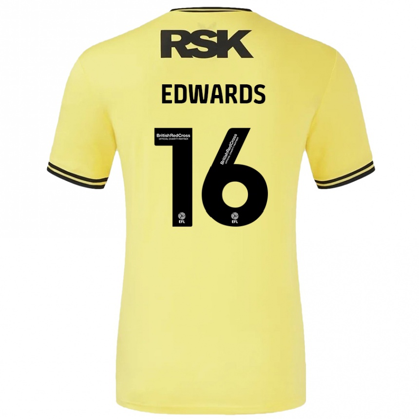 Kids Football Josh Edwards #16 Yellow Black Away Jersey 2024/25 T-Shirt