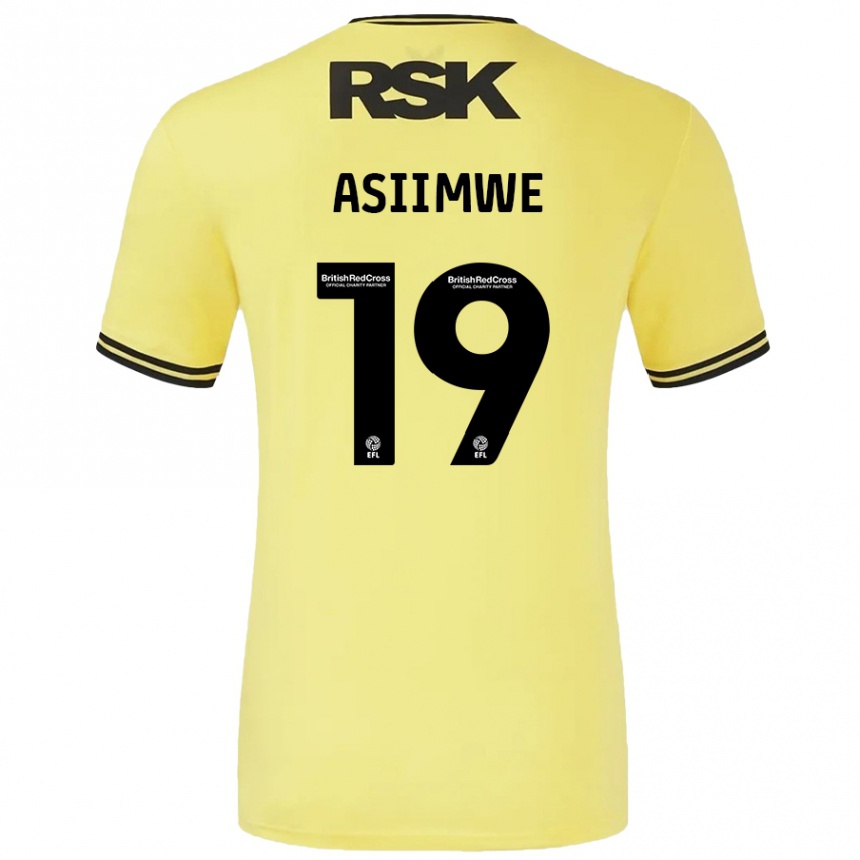 Kids Football Nathan Asiimwe #19 Yellow Black Away Jersey 2024/25 T-Shirt