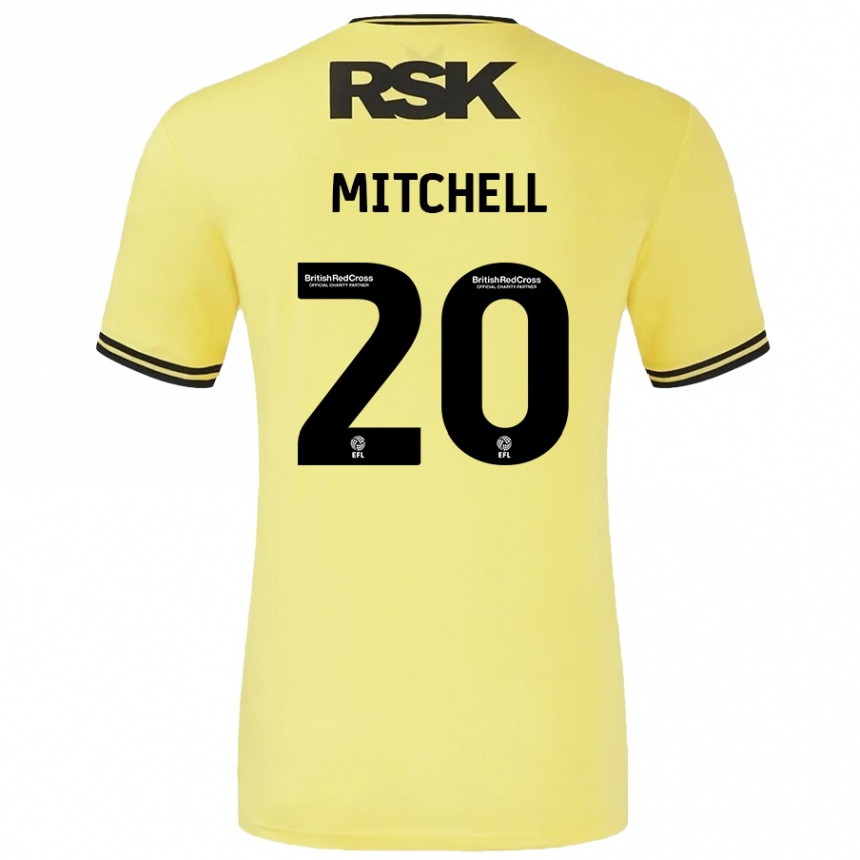 Kids Football Zach Mitchell #20 Yellow Black Away Jersey 2024/25 T-Shirt