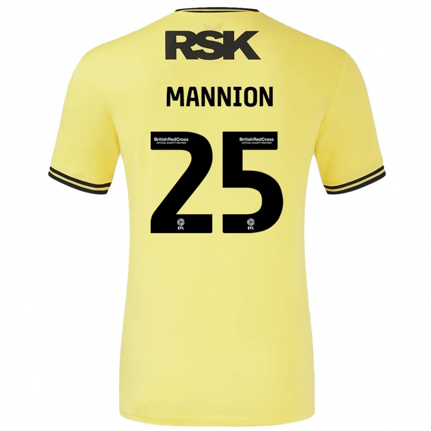 Kids Football Will Mannion #25 Yellow Black Away Jersey 2024/25 T-Shirt