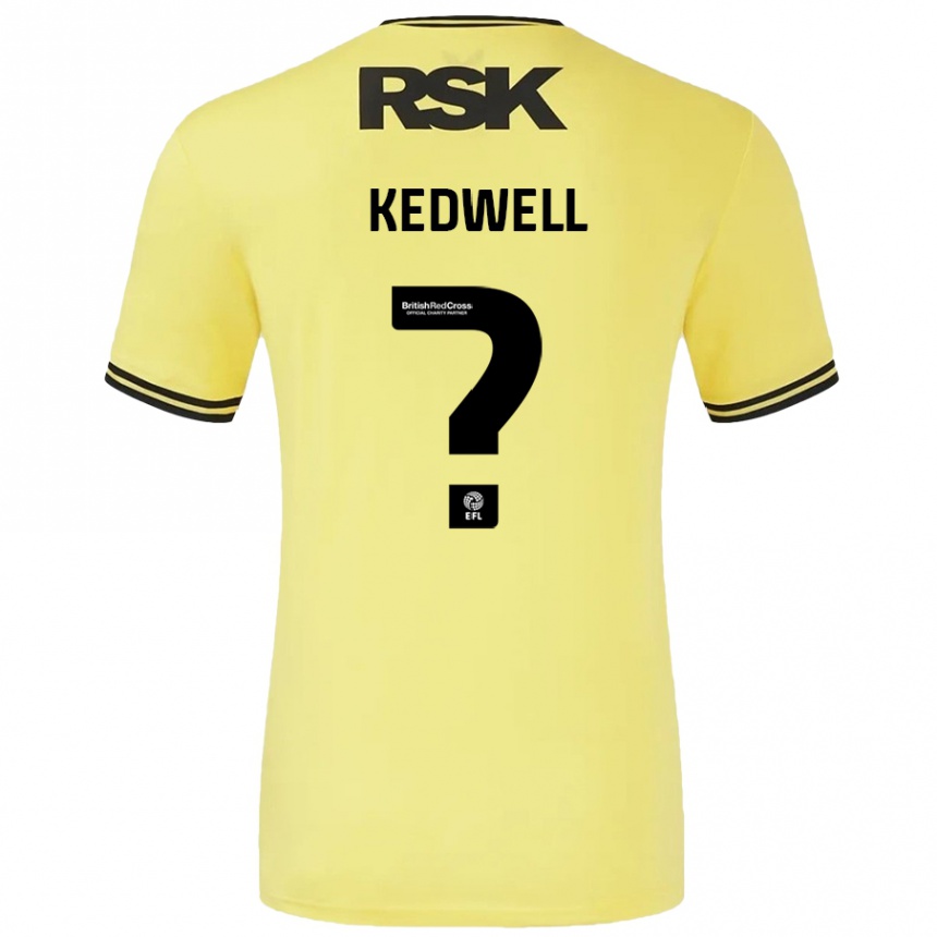 Kids Football Harvey Kedwell #0 Yellow Black Away Jersey 2024/25 T-Shirt