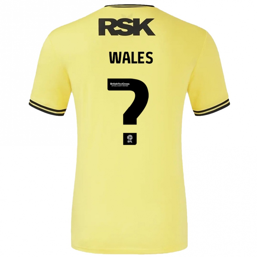 Kids Football Manu Wales #0 Yellow Black Away Jersey 2024/25 T-Shirt