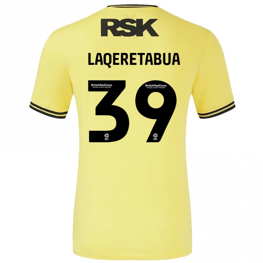 Kids Football Josh Laqeretabua #39 Yellow Black Away Jersey 2024/25 T-Shirt