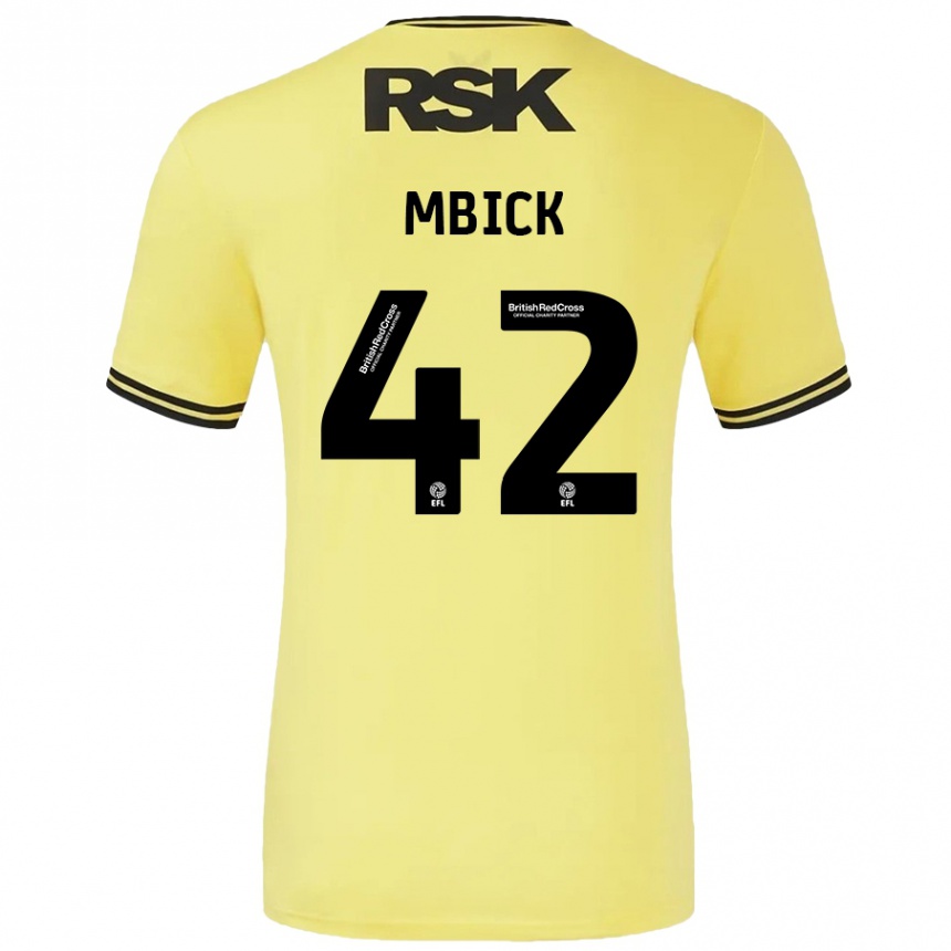 Kids Football Micah Mbick #42 Yellow Black Away Jersey 2024/25 T-Shirt